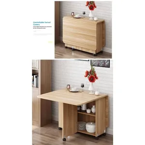 Modern Solid Wood <strong>Folding</strong> Extendable Dining <strong>Table</strong> Portable Space Saving <strong>Kitchen</strong> Dining Room Seats Storage <strong>Table</strong> - Product Image 5