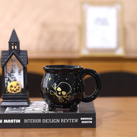 En stock – Tasse en céramique Halloween à thème sorcière de dessin animé et design croix et os pour le Jour des Morts – Tasse à café et à lait