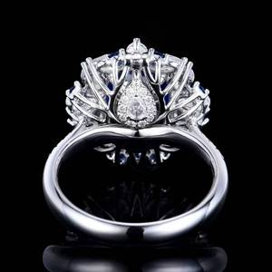 Bague saphir bleu royal pour femme, 3,78 ct, pierre précieuse naturelle du Sri Lanka, or 18 carats avec 34 grands diamants, 8 saphirs d'appoint, bijoux - Product Image 4