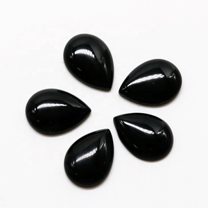 Gema suelta de ágata en forma de pera personalizada, cabujones de ónix negro natural de 8x12mm - Product Image 2