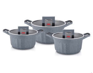 Utensilios de Cocina Ecológicos Antiadherentes Aptos para Horno y Lavavajillas, Juego de Ollas y Sartenes de Aluminio con Revestimiento de Piedra y Mármol, Cacerola Desmontable - Product Image 1