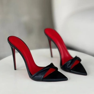 Ladies Summer Thin Heel Sandals Anti-Slip Open Back Hard-Wearing Slip-On Closure Light Feature Pointed <b>Toe</b> Heel for Women Autumn - Product Image 1