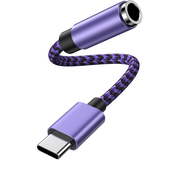 Type C to 3.5mm TRS Audio Jack Adapter for DVD Player PVC Jacket USB C Headphone Dongle for Music Analog Chip Version