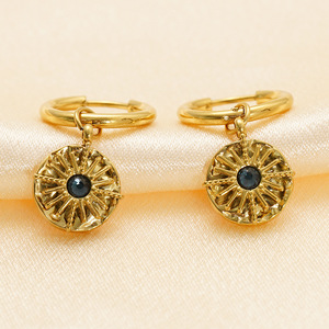 Orecchini Pendenti a Forma di Stella Portafortuna in Stile Turco, Placcati in Oro 18k PVD, Acciaio Inossidabile con Zirconi Incastonati, Ottagonali, per Donne - Product Image 5