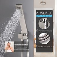 Système de pulvérisateur de douche LED en nickel brossé de 10 pouces bec de baignoire pliable LED multicolore 3 fonctions jet de pluie complet au plafond