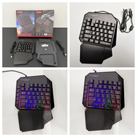 Teclado Mini T-WOLF T19 de Una Mano para Juegos, Teclado Ergonómico con Cable y Retroiluminación LED de 40 Teclas para Teléfono