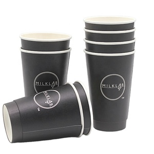 Vente en gros de gobelets en papier à <span class=keywords><strong>mur</strong></span> unique colorés de 60ml 30ml gobelet en papier à café de 12oz avec support de transport - Product Image 2