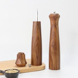 Moulin à poivre manuel en bois, facile à utiliser, avec mouvement en céramique, poignée en acier inoxydable, idéal pour les restaurants, pour sel et épices - Product Image 3