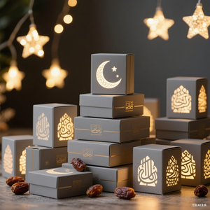 Caja de dátiles de lujo de primera calidad, caja de regalo elegante de lámina dorada de 10x10x3 pulgadas para Ramadán y boda, laminación brillante para embalaje de <span class=keywords><strong>sushi</strong></span> - Product Image 6