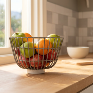 Panier de rangement rond en métal durable pour cuisine, design minimaliste, type sur pied - Product Image 3