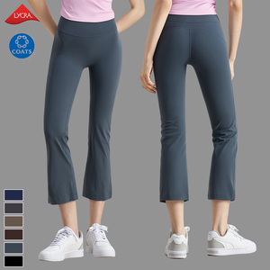 Logo personnalisé femmes taille haute sport <span class=keywords><strong>mi</strong></span>-longueur Fitness pantacourt taille élastique hanche levage petite <span class=keywords><strong>trompette</strong></span> serré - Product Image 1