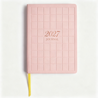 Agenda A5 2027, carnet en cuir PU, couverture personnalisée à grille quadrillée, couverture rigide, journal quotidien