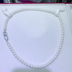 Nouveau collier de perles d'eau douce naturelles de 5,5 à 6 mm, presque rond, presque sans défaut, polyvalent, classique en argent pur - Product Image 3