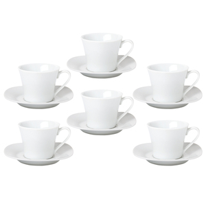 ชุดถ้วยกาแฟพร้อมจานรองเซย์โอนาราสีขาวพอร์ซเลน 6 ชิ้น - Product Image 1
