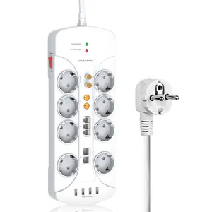 Multifunction VDE Socket 4 USB Power Strip with Individual on off Switches Antenna Interface,TV Line Interface