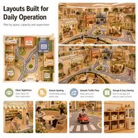 Fabricante de Parques Infantiles Interiores Comerciales para Tráfico Intenso, con Diseño de Tienda Urbana y Circuito de Vía Pública, Certificado TUV, para Play Cafés
