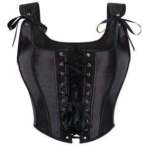 Disponible hasta la talla 2XL, Corsé Gótico Negro Satinado con Tirantes, Soporte para el Busto, Efecto Push-Up y Ajuste Delgado, Estilo Dulce y Moderno, Ideal como Prenda Exterior - Product Image 2