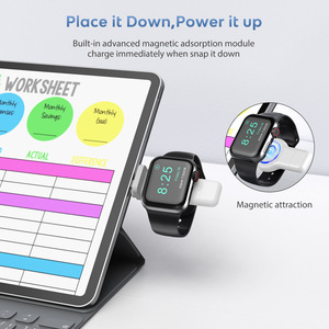 ที่ชาร์จไร้สายแบบพกพาขนาดเล็กสำหรับ iPhone iWatch 8 7 6 5 4 3 SE ชาร์จสถานีแบบสมาร์ทวอทช์แบบแม่เหล็ก - Product Image 6