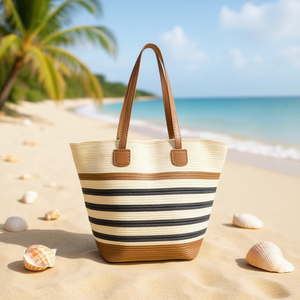 Borsa a Tracolla a Righe Larghe 42x28x12cm BOLSO Borsa da Spiaggia - Product Image 3