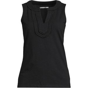 FOXA Women's Slub Tank <b>Top</b> With <b>Beaded</b> Trim Regular Fit Knitted Fabric - Product Image 3