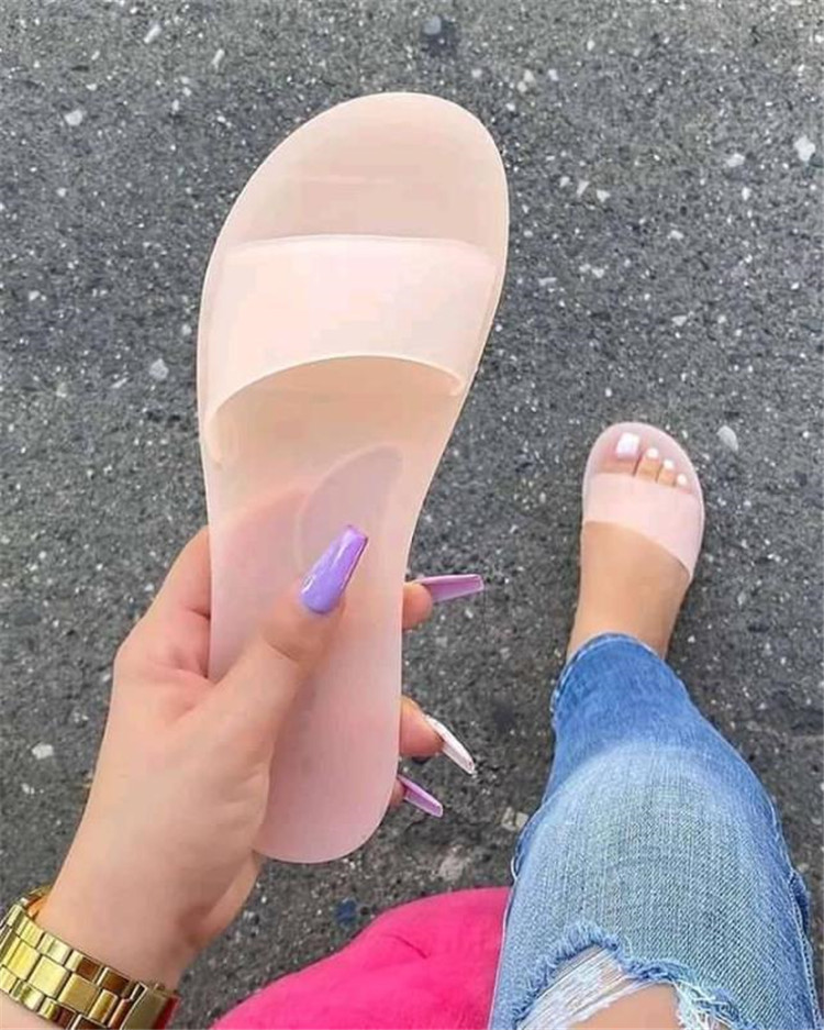 2021 Summer Slides Slippers Non-slip Women Crystal Jelly Sandals Soft Slides Ladies Beach Shoes