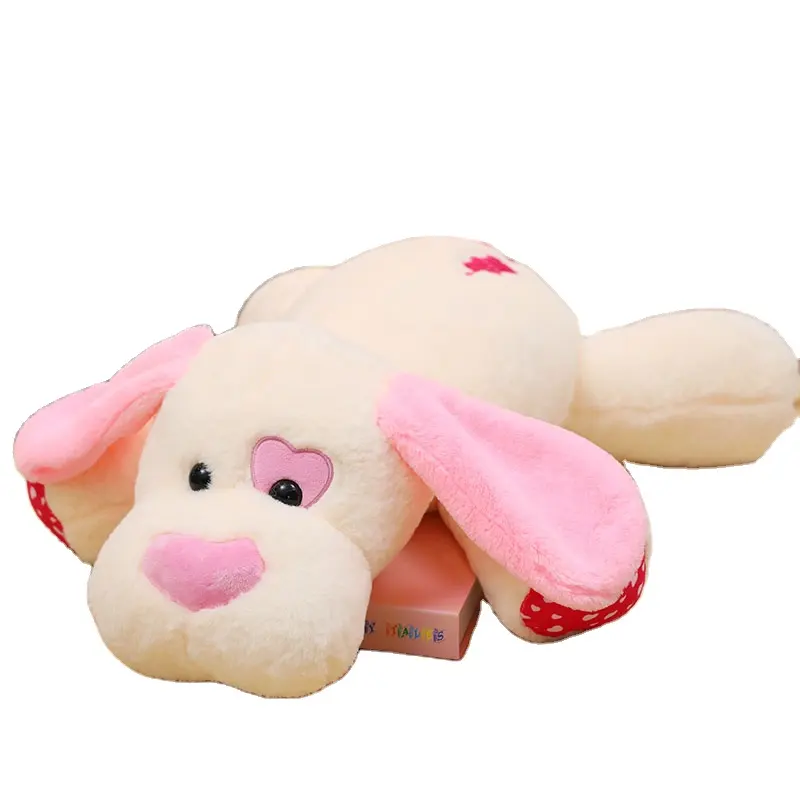 Hot sale soft cute lovely big stuffed plush "LOVE" valentine lying dog pet animal doll toy for Valentine festival