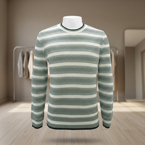 Men's Striped Knitted <b>Pullover</b> <b>Sweater</b> Long Sleeve Autumn Wear - Product Image 3