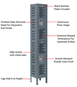 Двойной вентилируемый сверхмощный спортивный шкафчик - Product Image 2