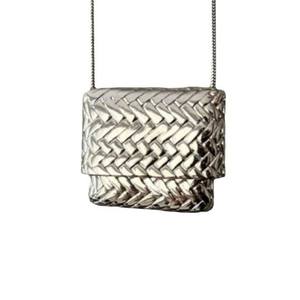 Collier pendentif mini tressé en acier inoxydable plaqué argent, bijoux de mode pour femme, cadeau 2024, sans pierres - Product Image 4