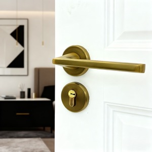 Nueva Cerradura de <span class=keywords><strong>Puerta</strong></span> Amarilla Minimalista China de Estilo Vintage, de Aleación de Zinc, con Manija Silenciosa, para Hogar, Dormitorio, Comercial - Product Image 4