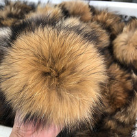 Pompons en fourrure de raton laveur détachables à clipser, vente chaude, 15 cm, fourrure véritable