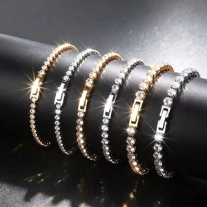 Großhandel 316L Edelstahl 3AAA Zirkonia Tennisarmband 3/4/5mm 18/20/23cm Wasserdicht Anlaufbeständig Iced Out CZ Armband - Product Image 1