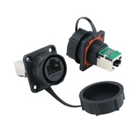 Prise RJ45 industrielle étanche M21 à montage sur panneau avec capuchon anti-poussière pour applications extérieures