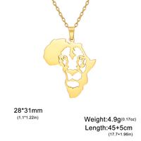 Collier Myshape Carte d'Afrique Lion Crinière Roi de la Jungle Bijoux Tribaux Égyptiens Pendentif Animal en Acier Inoxydable