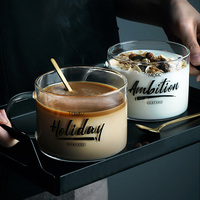 Tasse à café décorative grand verre en gros bière lait boire clair moderne fait à la main tasse en verre tasses classiques fête poignée 100