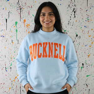 BUCKNELL SKY BLUE Hooded Winter Men's 100% Cotton ORANGE Applique Embroidery Vintage High Street Finer Threads Zipper Quick Dry - Product Image 1