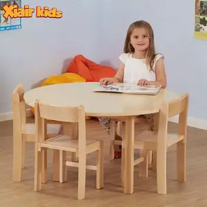 Xiair新款木制儿童天然曲木桌椅儿童家庭学校家具书房餐桌椅套装
