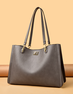 Large Capacity PU Leather Tote Bag Zipper Closure Waterproof <b>Vintage</b> Women Handbag Casual Shoulder <b>Purse</b> for Daily Use Travel - Product Image 1