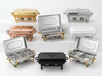 Réchaud de buffet rectangulaire triple en acier inoxydable, modèle FLY, pour hôtels et restaurants