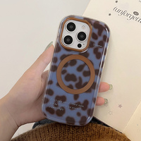 Coque de téléphone magnétique antichute pour iPhone 17 16 Pro Max 15 Pro 14 13, motif léopard, en TPU, étui de luxe