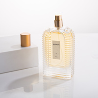 Flacon de parfum pour homme en verre transparent rectangulaire, vide, luxueux et créatif, 30 ml, 50 ml, 100 ml, avec bouchon