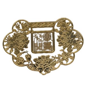Copper Auspicious Floral Pattern <b>Bookmark</b> Plated Gold Die Cut Design For DIY Jewelry Hair Accessory - Product Image 5