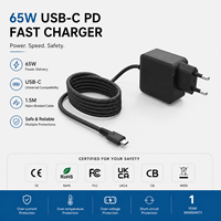 Adaptateur secteur 65W avec câble tressé en nylon Chargeur universel USB-C pour ordinateur portable avec technologie GAN-TECH pour ordinateur portable/notebook