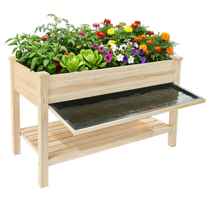 USA Warehouse Wooden Raised <b>Garden</b> Planter Box Outdoor Flower Pot Vegetable Planting <b>Bin</b> with Lower <b>Storage</b> Shelf - Product Image 2