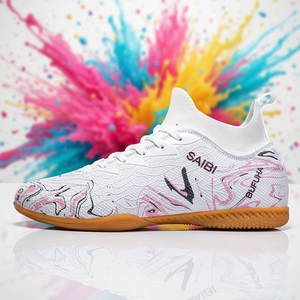 Chaussures de <span class=keywords><strong>futsal</strong></span> d'intérieur de haute qualité pour adultes, semelles plates, résistantes à l'usure et antidérapantes, chaussures d'entraînement personnalisables OEM/ODM - Product Image 1