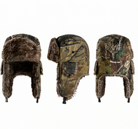 Gorro de Camuflaje de Invierno con Logotipo Personalizado al por Mayor, Gorro Ushanka de Piel Sintética para Hombre, Gorro de Aviador con Orejeras para Caza al Aire Libre