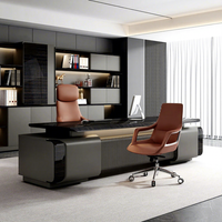 Ensemble de bureau en forme de L moderne et minimaliste Yiloya, table de direction en bois avec armoire latérale, poste de travail pour PDG et directeur