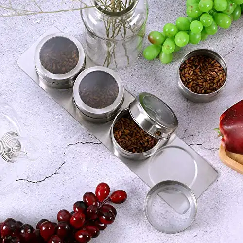 Stainless Steel Wall Plate Base Wall Mounted Base for Home Kitchen Spice Jars Supplies
