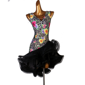 Vestido de Baile Latino con Cuello en V, Profesional, con Gran Vuelo, para Baile de Salón, Rumba, <span class=keywords><strong>Samba</strong></span>, Cha Cha - Product Image 4