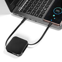 Câble de charge rapide rétractable Type-C 3A 60W, connecteurs 4-en-1, matériau TPE, support portable pour téléphone et ordinateur, conducteur en cuivre pur